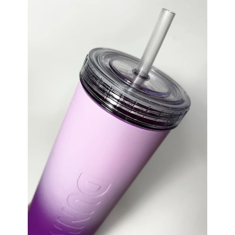 Dunkin Donuts Ombre Fuchsia Pink Silicone Sipper 27oz Tumbler Straw 2024